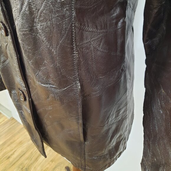 Vtg 90s structured brown leather jacket - Tudor Court brand - Picture 12 of 15